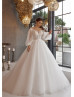 Long Sleeves Ivory Lace Glitter Tulle Romantic Wedding Dress